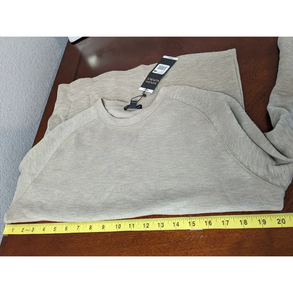 Banana Republic Double Knit Shirt S Beige Crewneck Long Sleeves Layering…‎